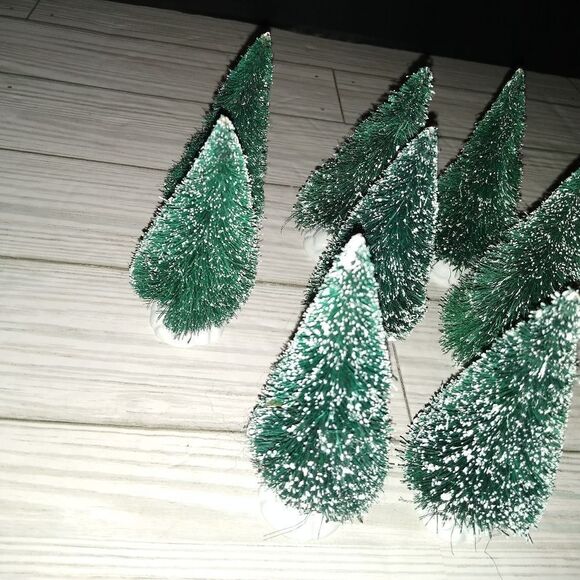 Village Accessories Vintage Frosted Topiary Trees Set of 9 Christmas Holiday - Picture 7 of 8